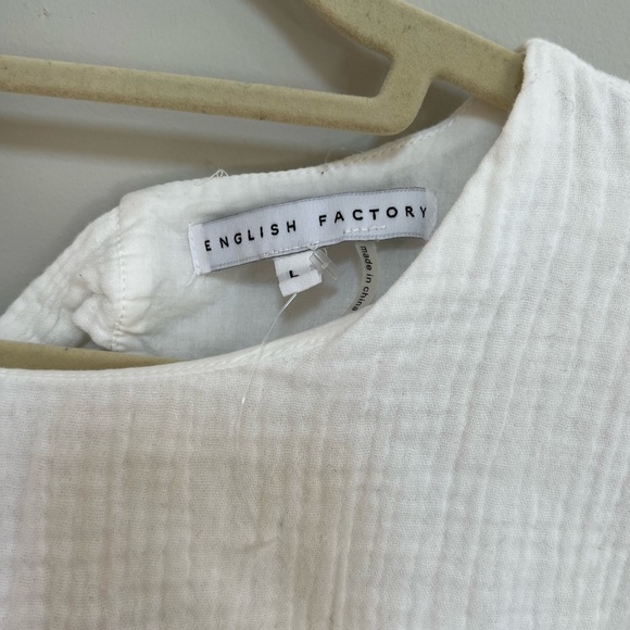New English Factory White Woven Mixed Flutter Sleeve Dress, size L - Picture 6 of 8